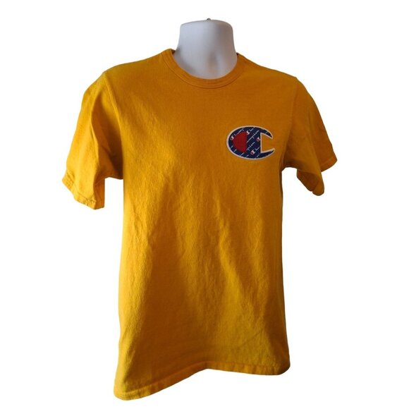 Vintage Champion Logo T-Shirt Men's Medium Yellow - Picture 1 of 6